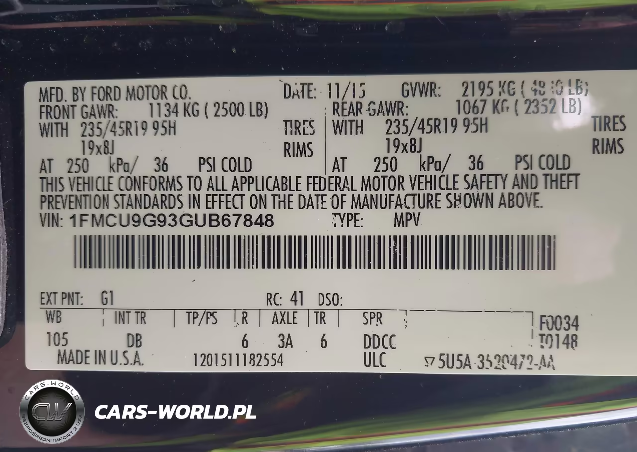 2016 Ford Escape Se VIN:1FMCU9G93GUB67848 - 9