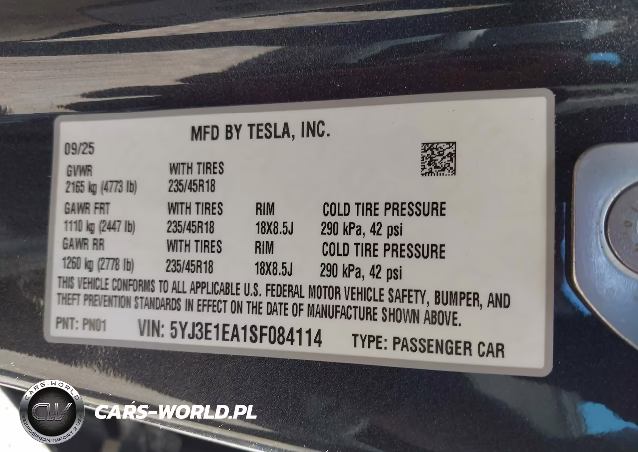 2025 Tesla Model 3 Long Range Rear-Wheel Drive-Standard Rear-Wheel Drive VIN:5YJ3E1EA1SF084114 - 9