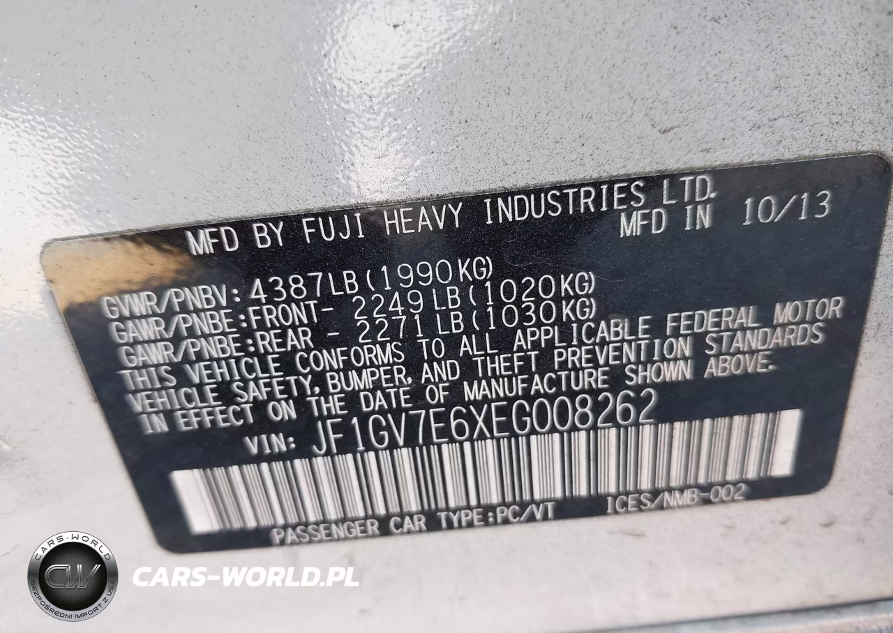 2014 Subaru Impreza Wrx VIN:JF1GV7E6XEG008262 - 9