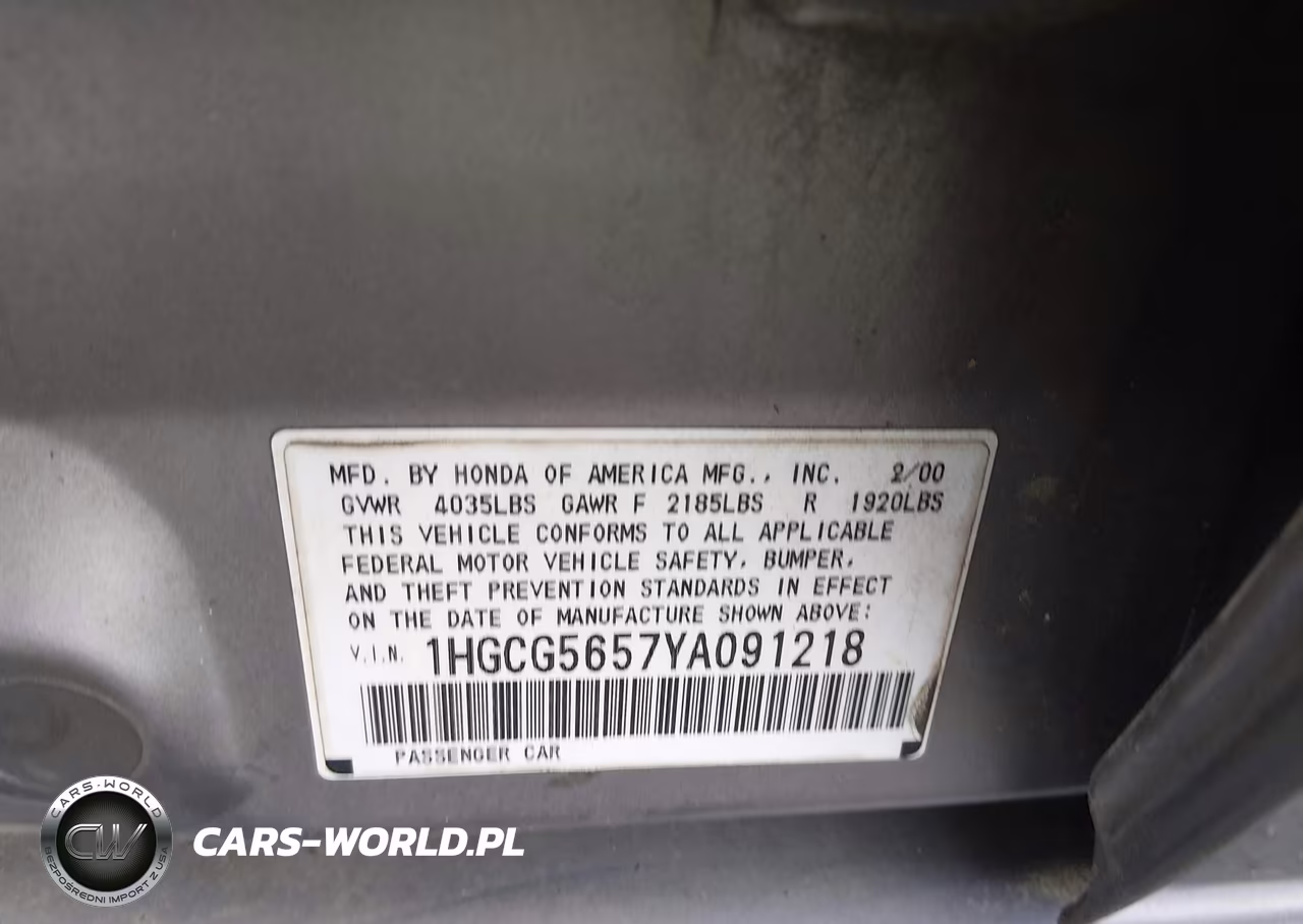 2000 Honda Accord 2.3 Ex VIN:1HGCG5657YA091218 - 9