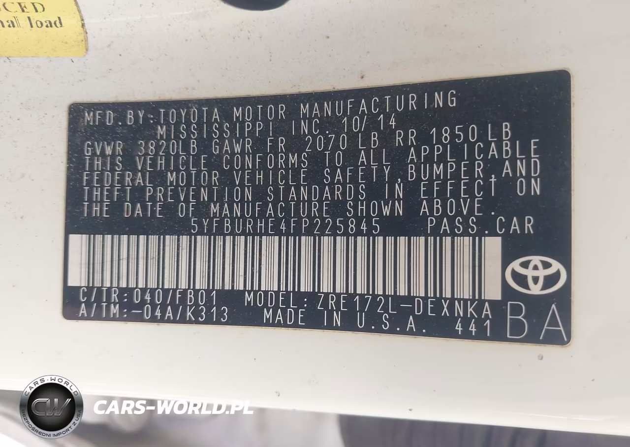 2015 Toyota Corolla Le VIN:5YFBURHE4FP225845 - 9