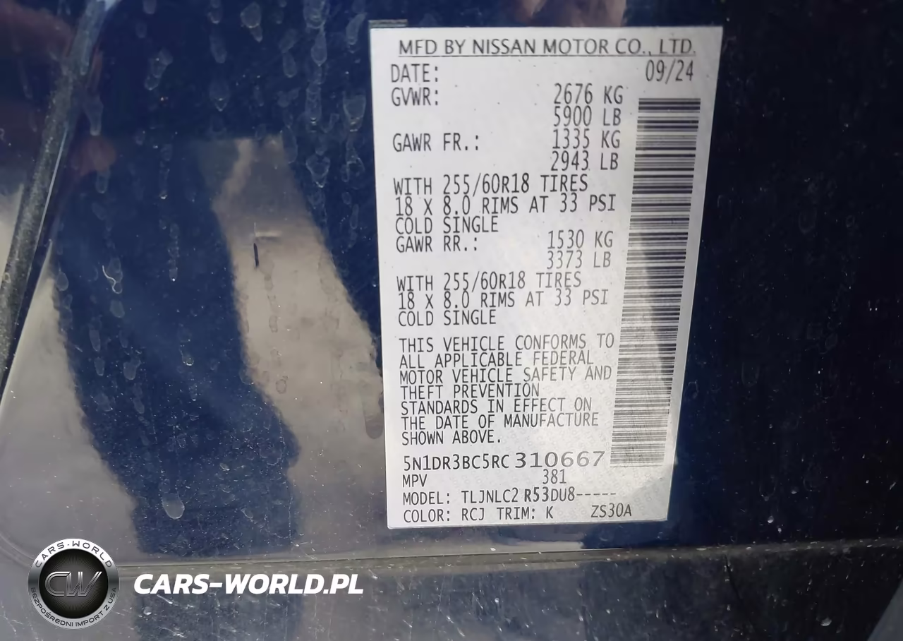 2024 Nissan Pathfinder Sv 4Wd VIN:5N1DR3BC5RC310667 - 9