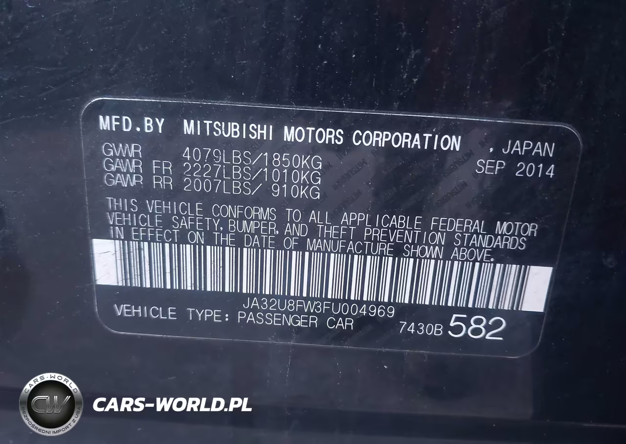 2015 Mitsubishi Lancer Gt VIN:JA32U8FW3FU004969 - 9