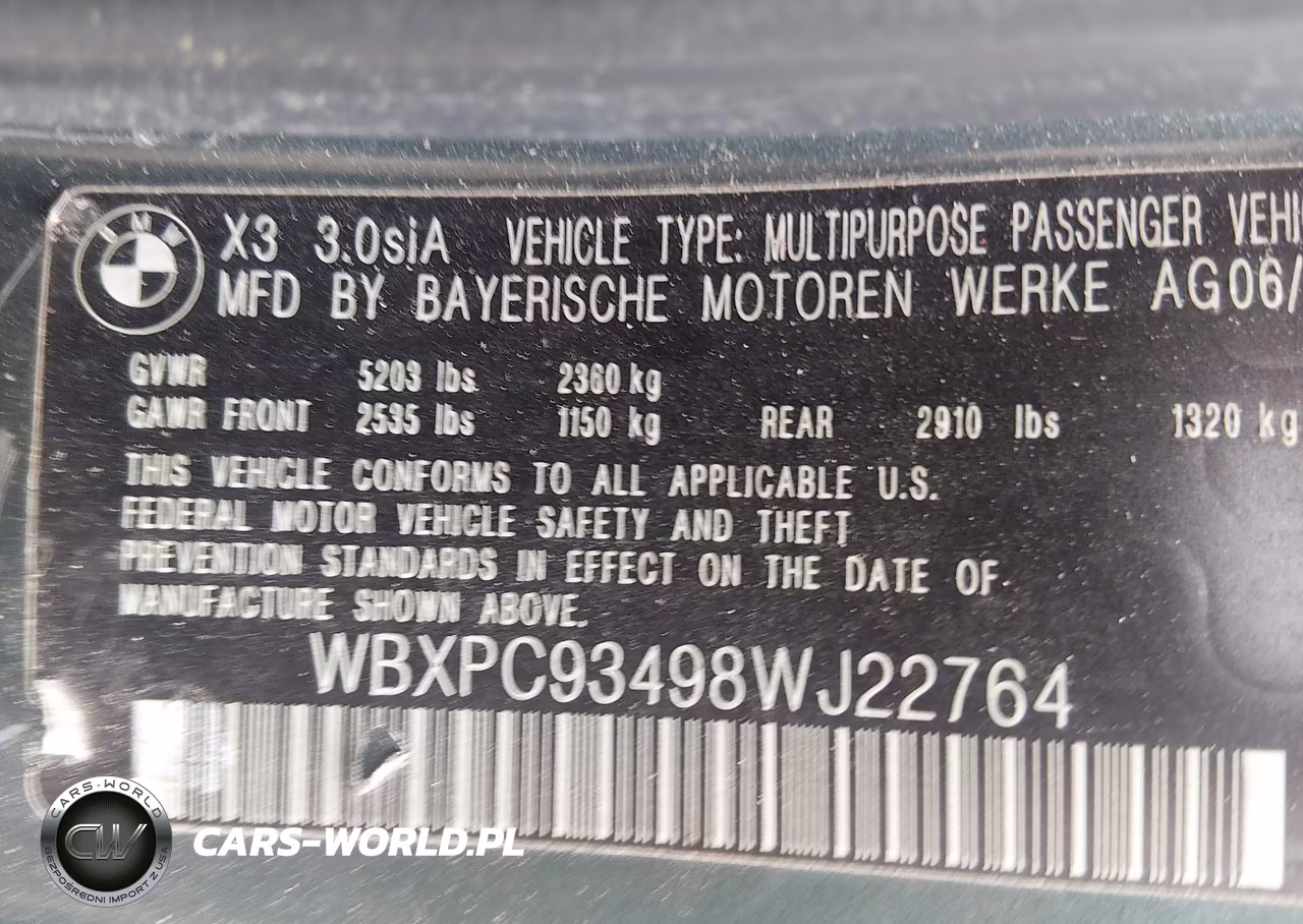 2008 BMW X3 3.0Si VIN:WBXPC93498WJ22764 - 9