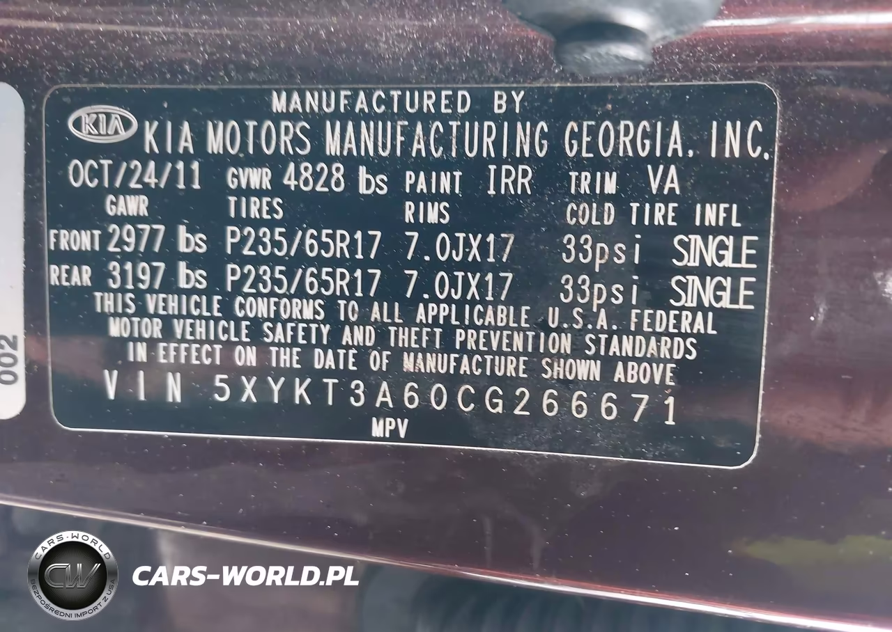 2012 Kia Sorento Lx VIN:5XYKT3A60CG266671 - 9