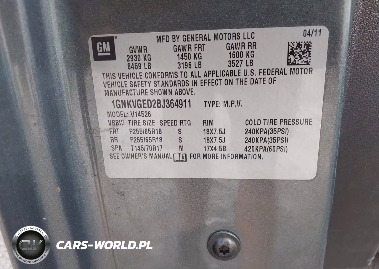 2011 Chevrolet Traverse 1Lt VIN:1GNKVGED2BJ364911 - 9