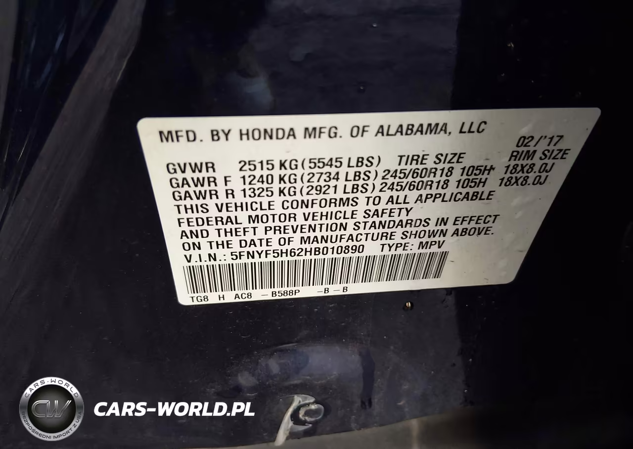 2017 Honda Pilot Ex-L VIN:5FNYF5H62HB010890 - 9