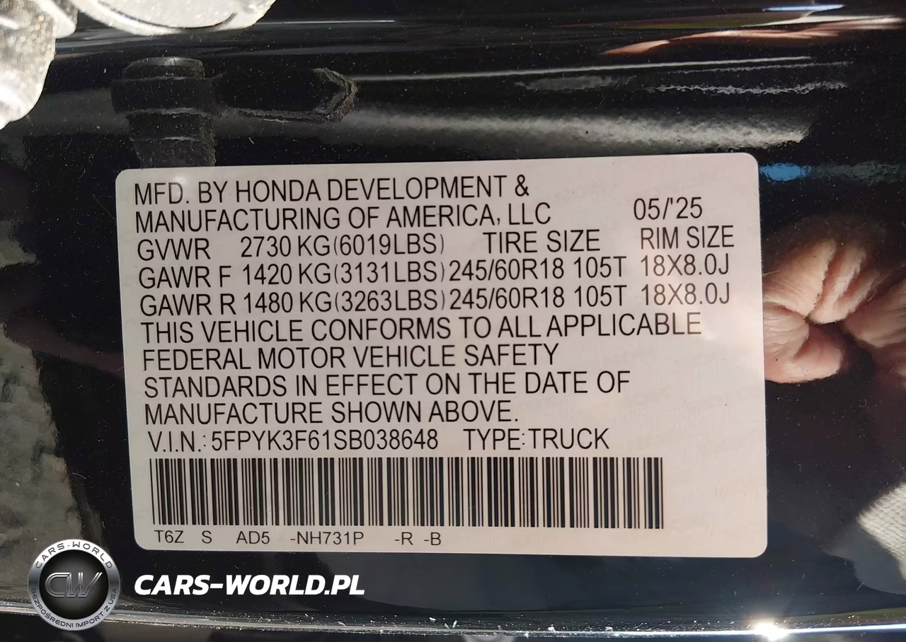 2025 Honda Ridgeline Trailsport VIN:5FPYK3F61SB038648 - 9