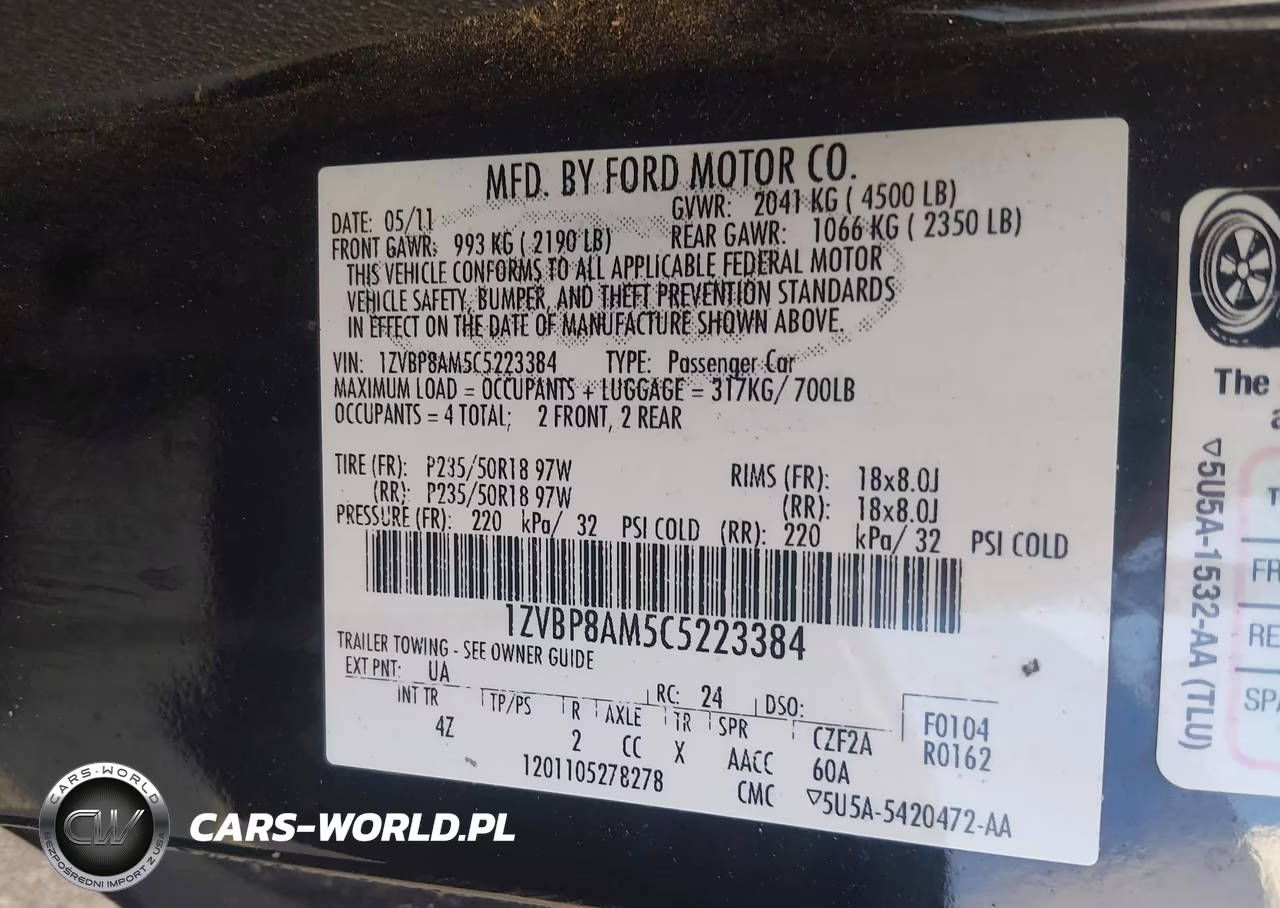 2012 Ford Mustang V6 Premium VIN:1ZVBP8AM5C5223384 - 9