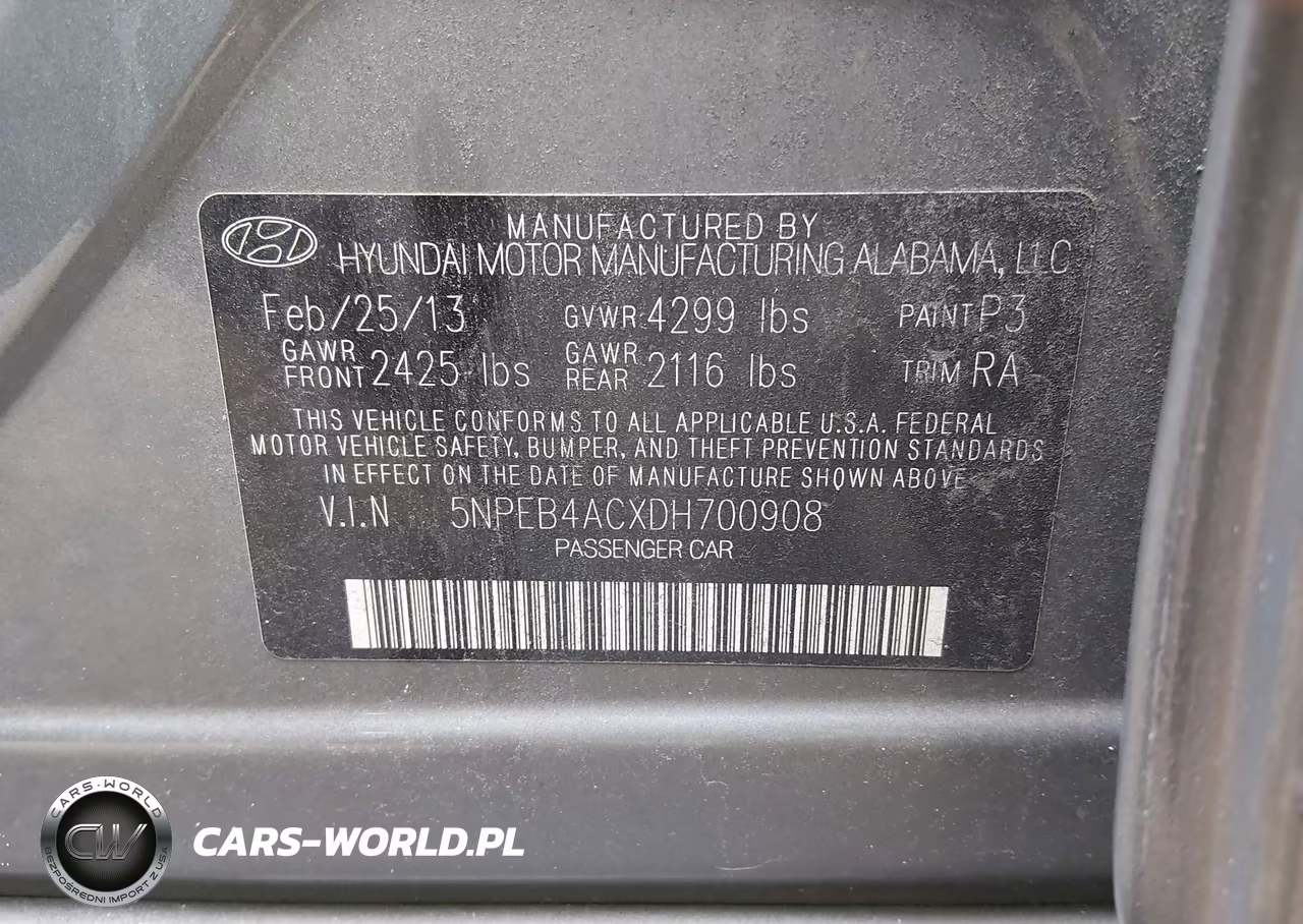 2013 Hyundai Sonata Gls VIN:5NPEB4ACXDH700908 - 9
