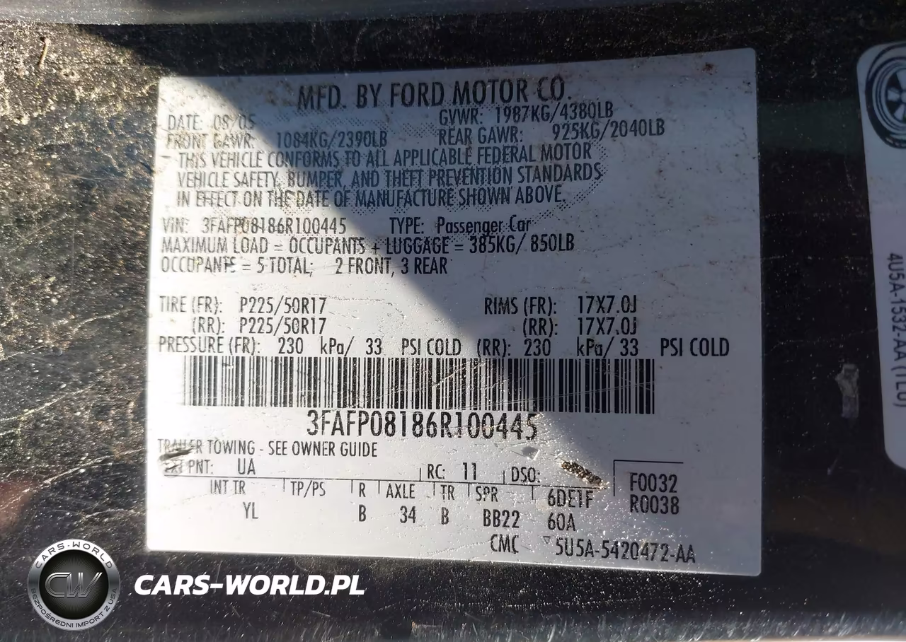 2006 Ford Fusion Sel VIN:3FAFP08186R100445 - 9