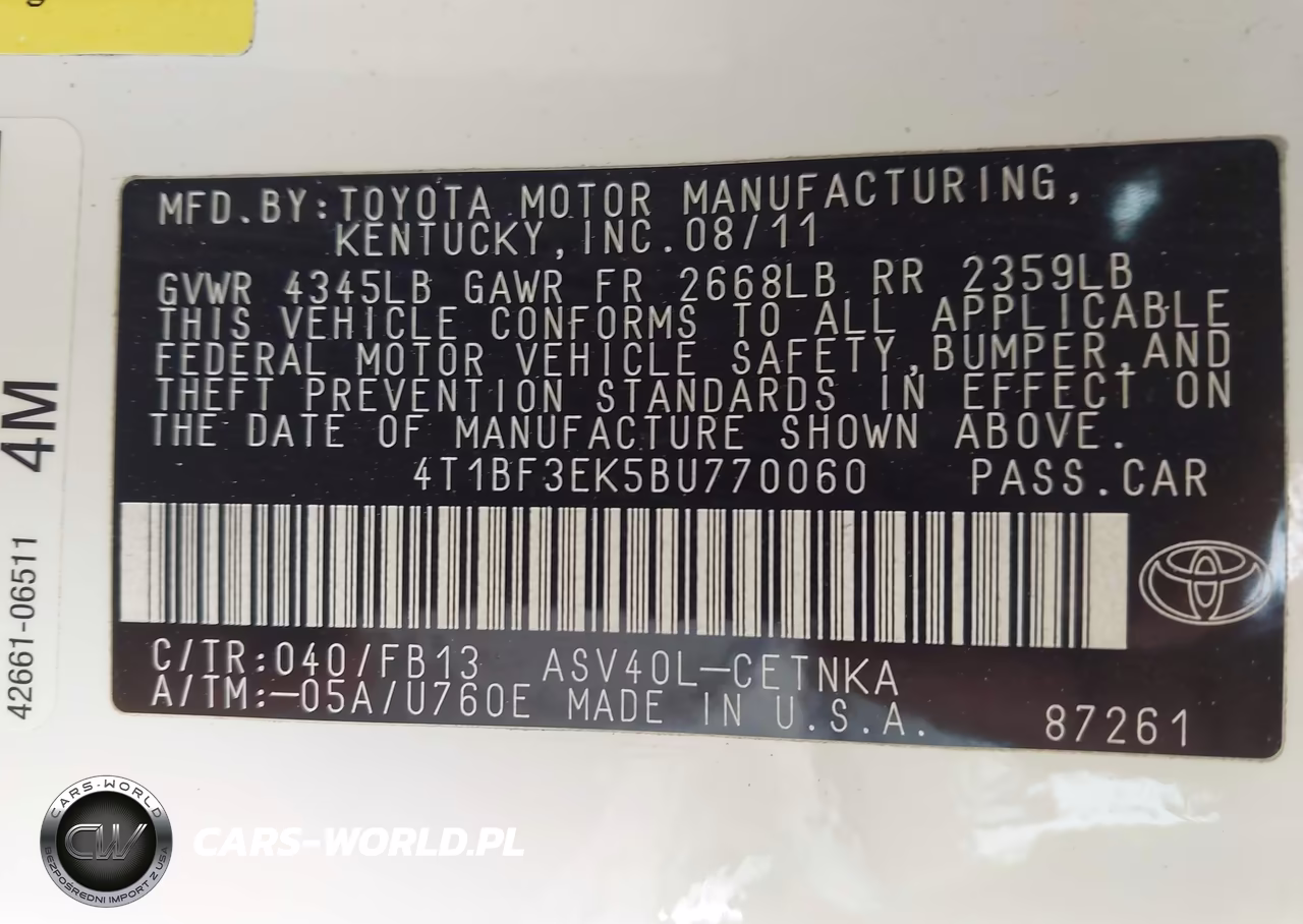 2011 Toyota Camry Le VIN:4T1BF3EK5BU770060 - 9