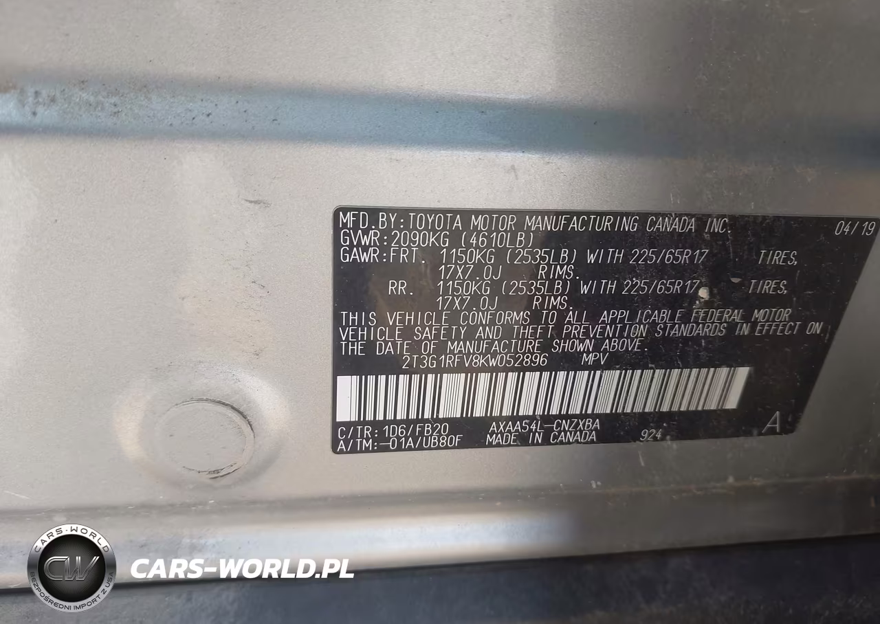 2019 Toyota Rav4 Le VIN:2T3G1RFV8KW052896 - 9