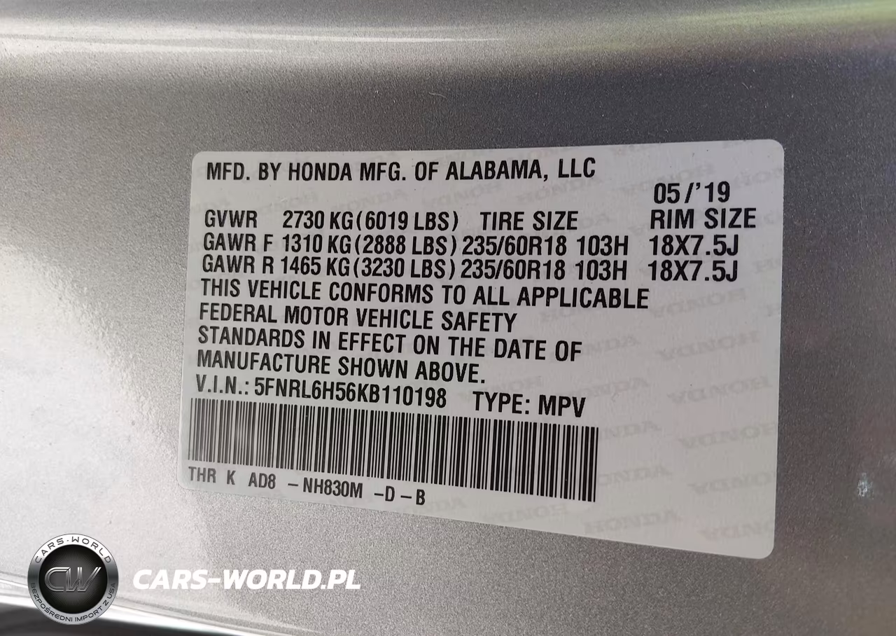 2019 Honda Odyssey Ex VIN:5FNRL6H56KB110198 - 9