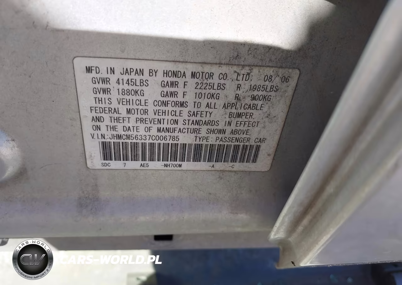 2007 Honda Accord 2.4 Se VIN:JHMCM56337C006785 - 9