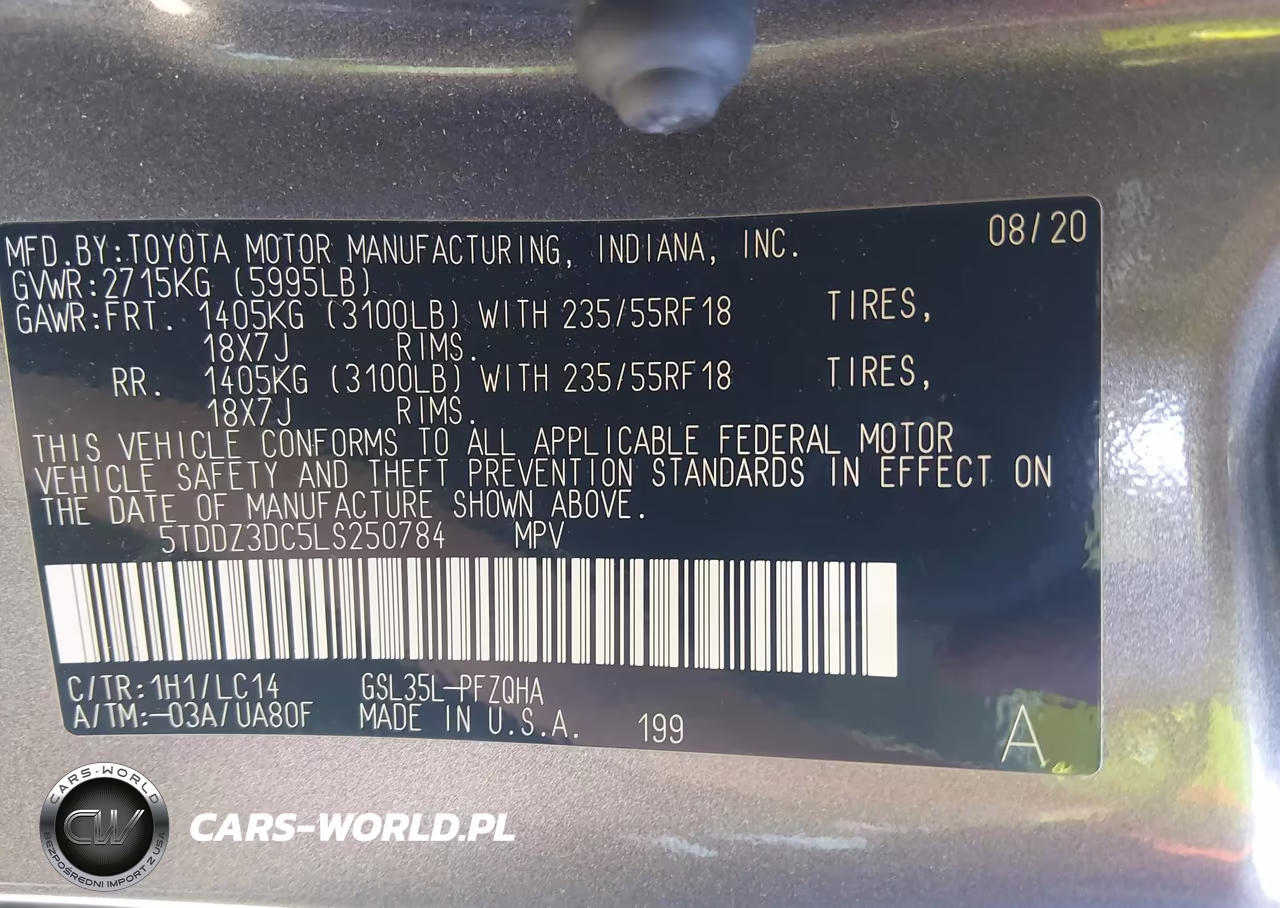 2020 Toyota Sienna Xle VIN:5TDDZ3DC5LS250784 - 9