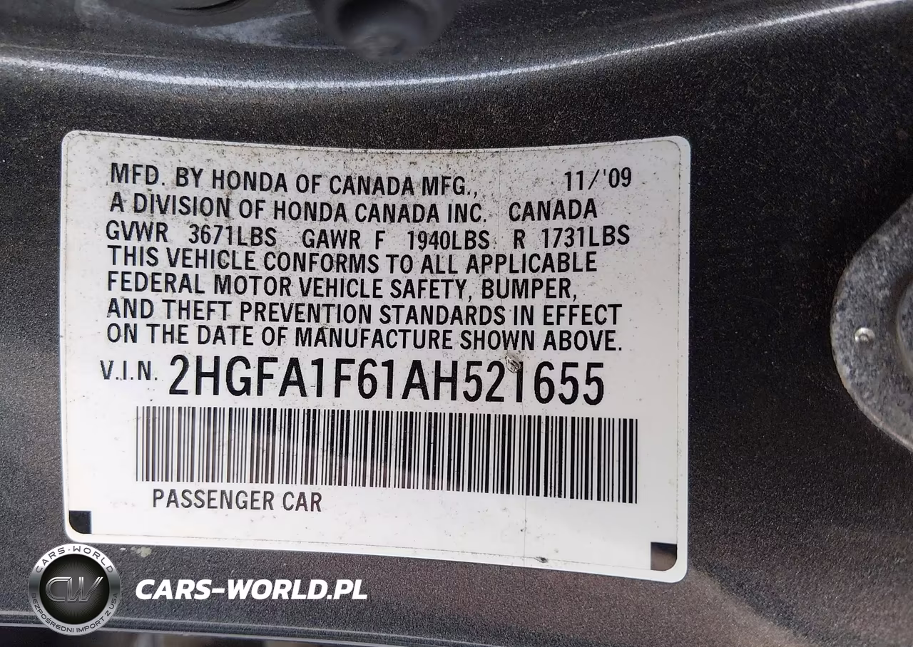 2010 Honda Civic Lx-S VIN:2HGFA1F61AH521655 - 9