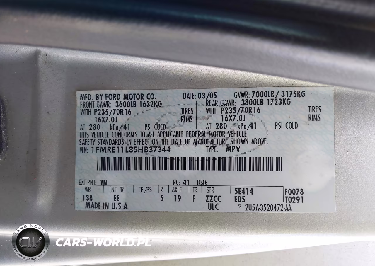 2005 Ford E-150 Chateau-Xl-Xlt VIN:1FMRE11L85HB37344 - 9