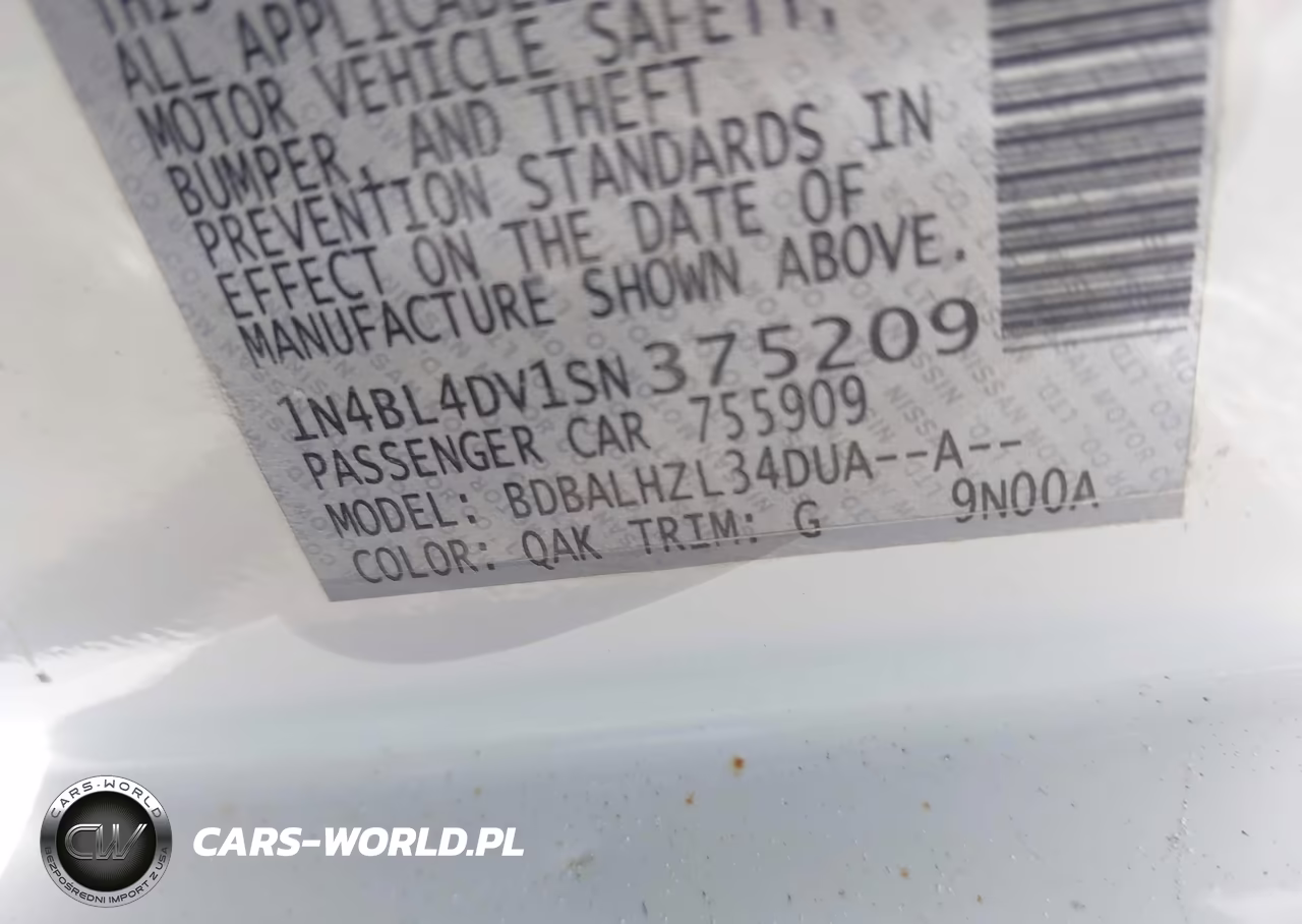 2025 Nissan Altima Sv Fwd VIN:1N4BL4DV1SN375209 - 9