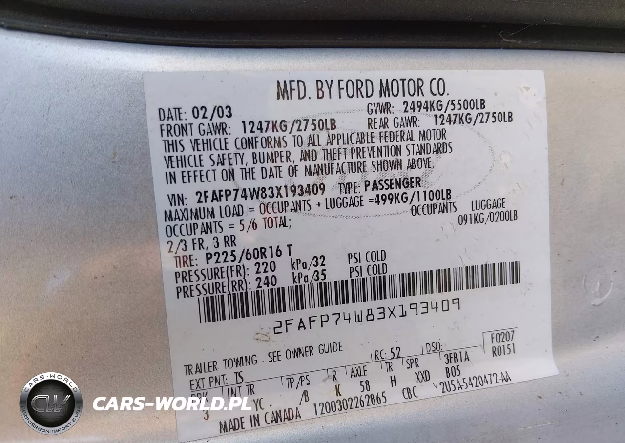 2003 Ford Crown Victoria Lx VIN:2FAFP74W83X193409 - 9