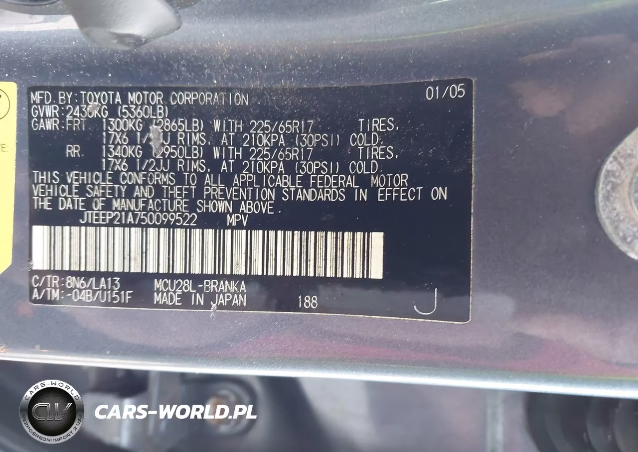 2005 Toyota Highlander Limited V6 VIN:JTEEP21A750099522 - 9