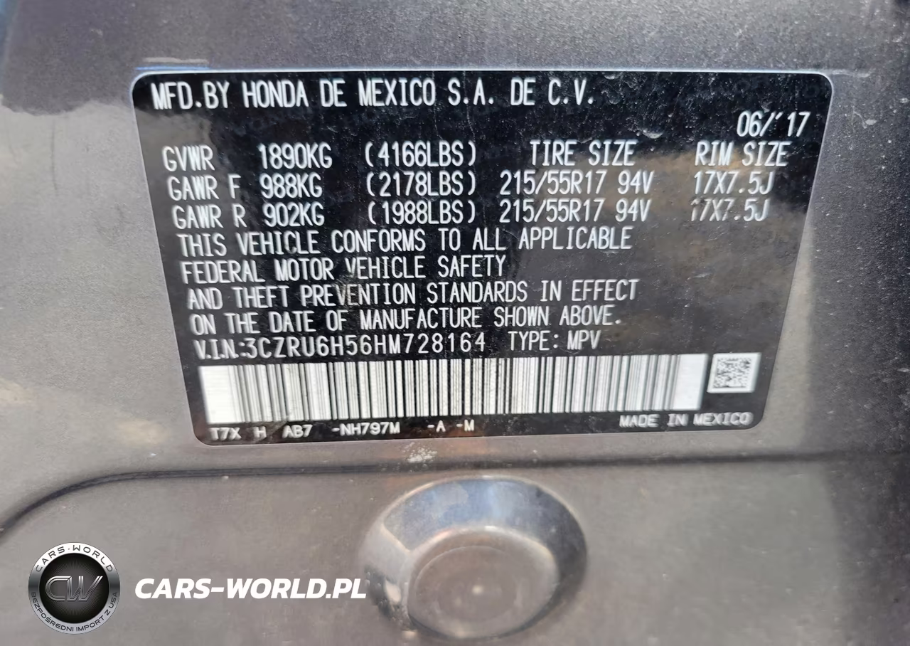 2017 Honda Hr-V Ex VIN:3CZRU6H56HM728164 - 9