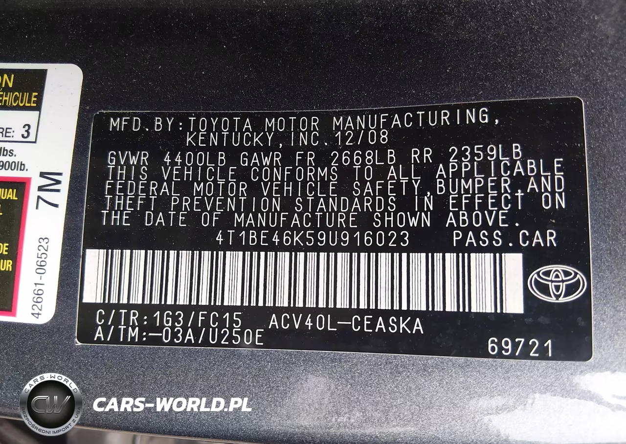 2009 Toyota Camry Se VIN:4T1BE46K59U916023 - 9