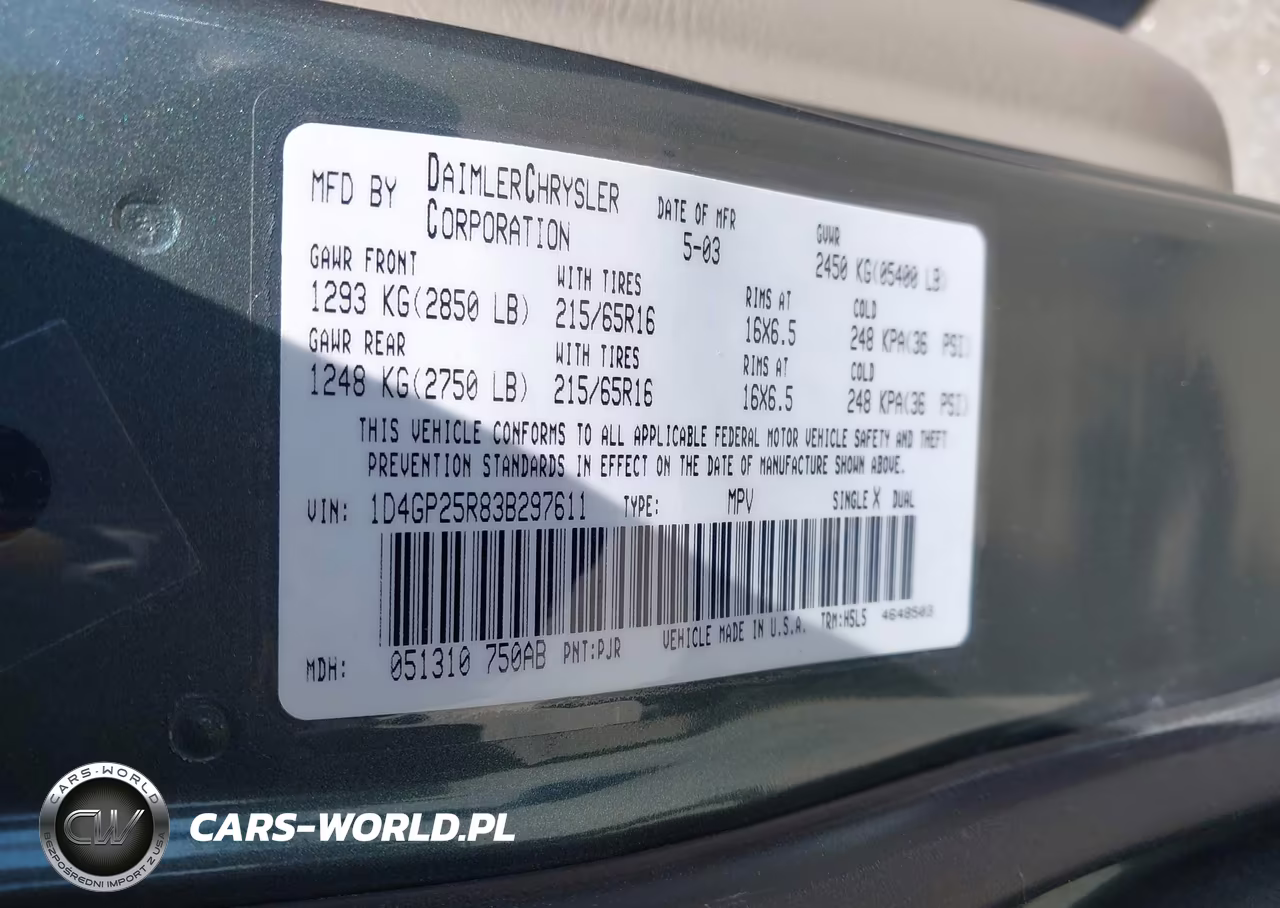 2003 Dodge Caravan Se VIN:1D4GP25R83B297611 - 9