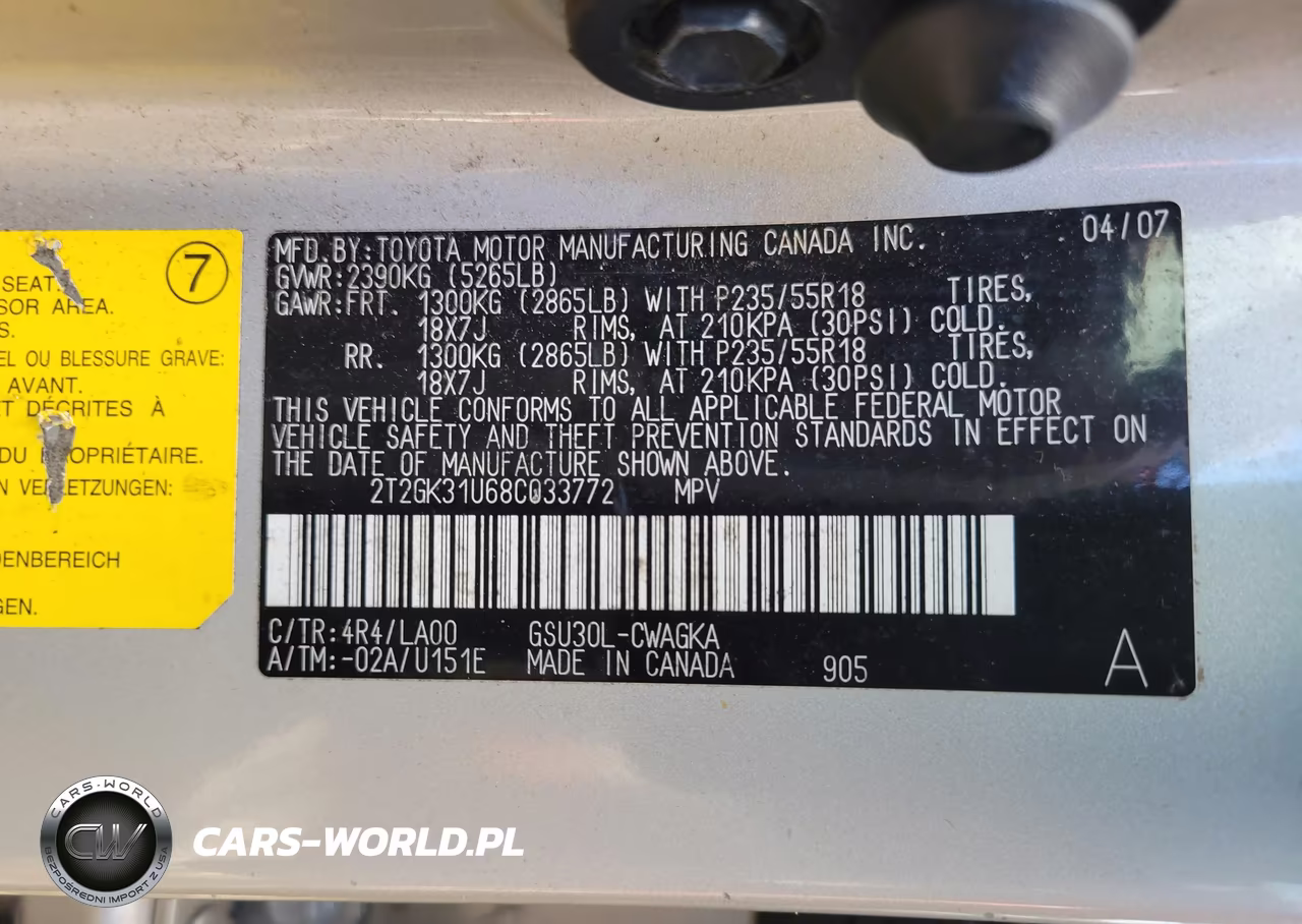 2008 Lexus Rx 350 VIN:2T2GK31U68C033772 - 8