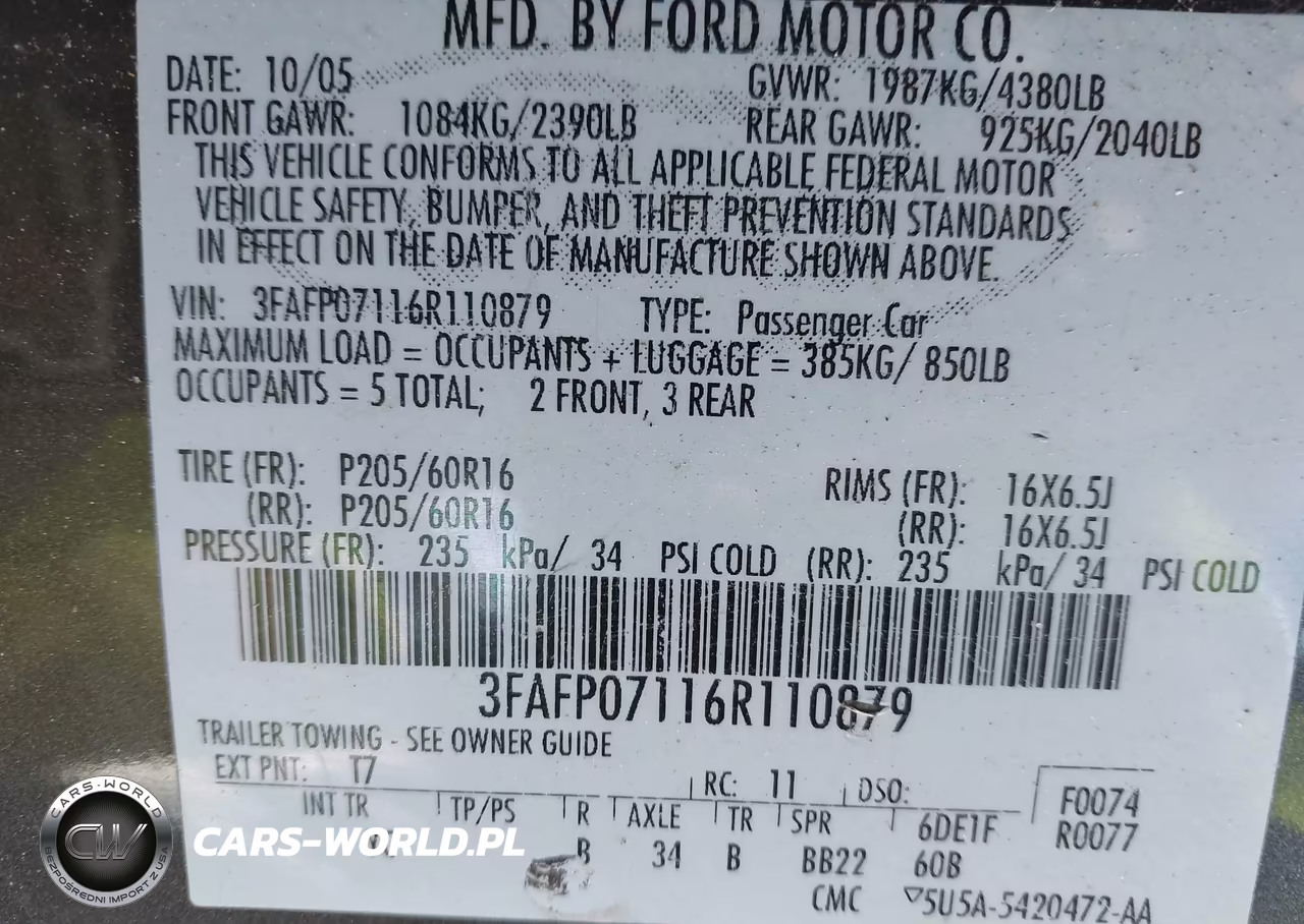 2006 Ford Fusion Se VIN:3FAFP07116R110879 - 9