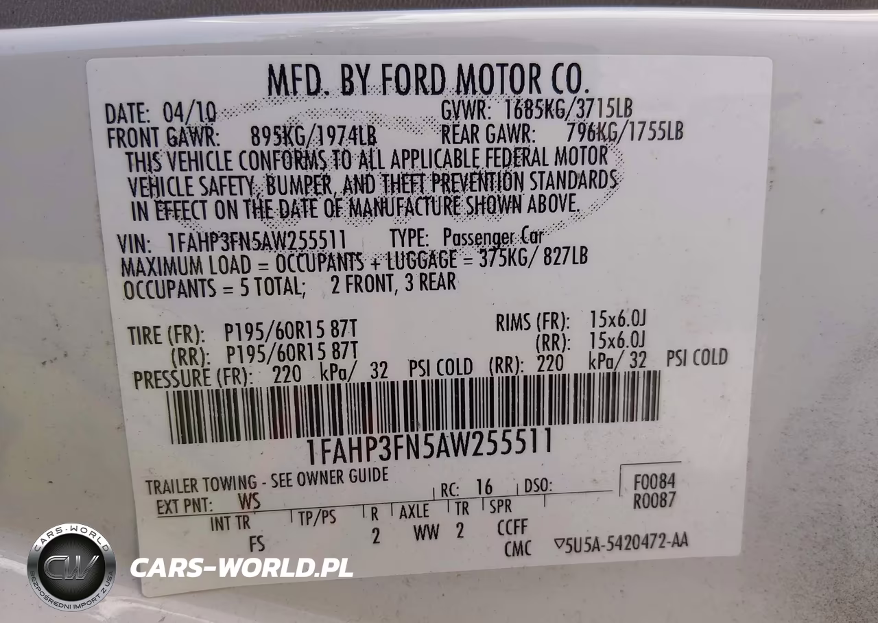 2010 Ford Focus Se VIN:1FAHP3FN5AW255511 - 9