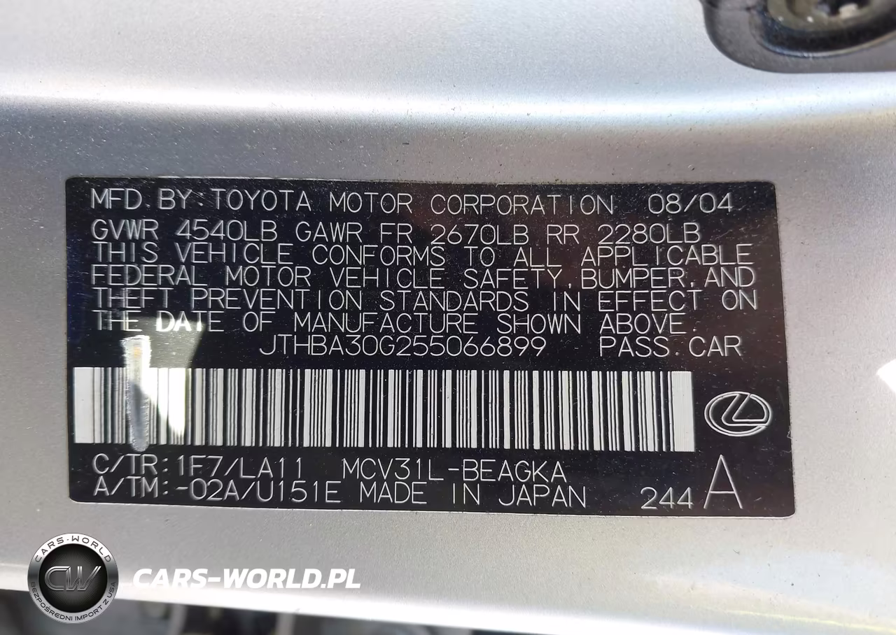 2005 Lexus Es 330 VIN:JTHBA30G255066899 - 9