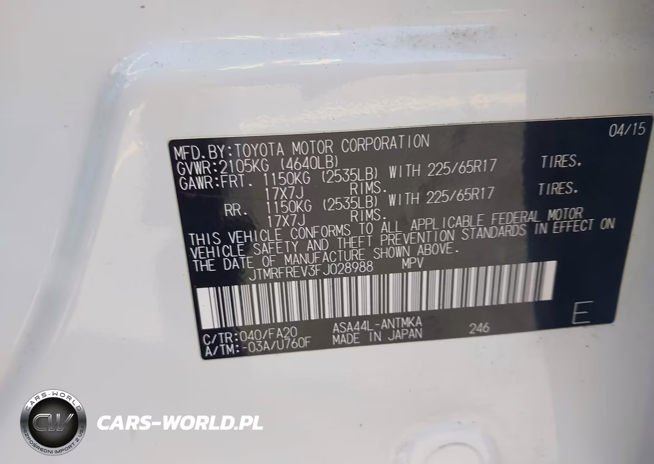 2015 Toyota Rav4 Xle VIN:JTMRFREV3FJ028988 - 9