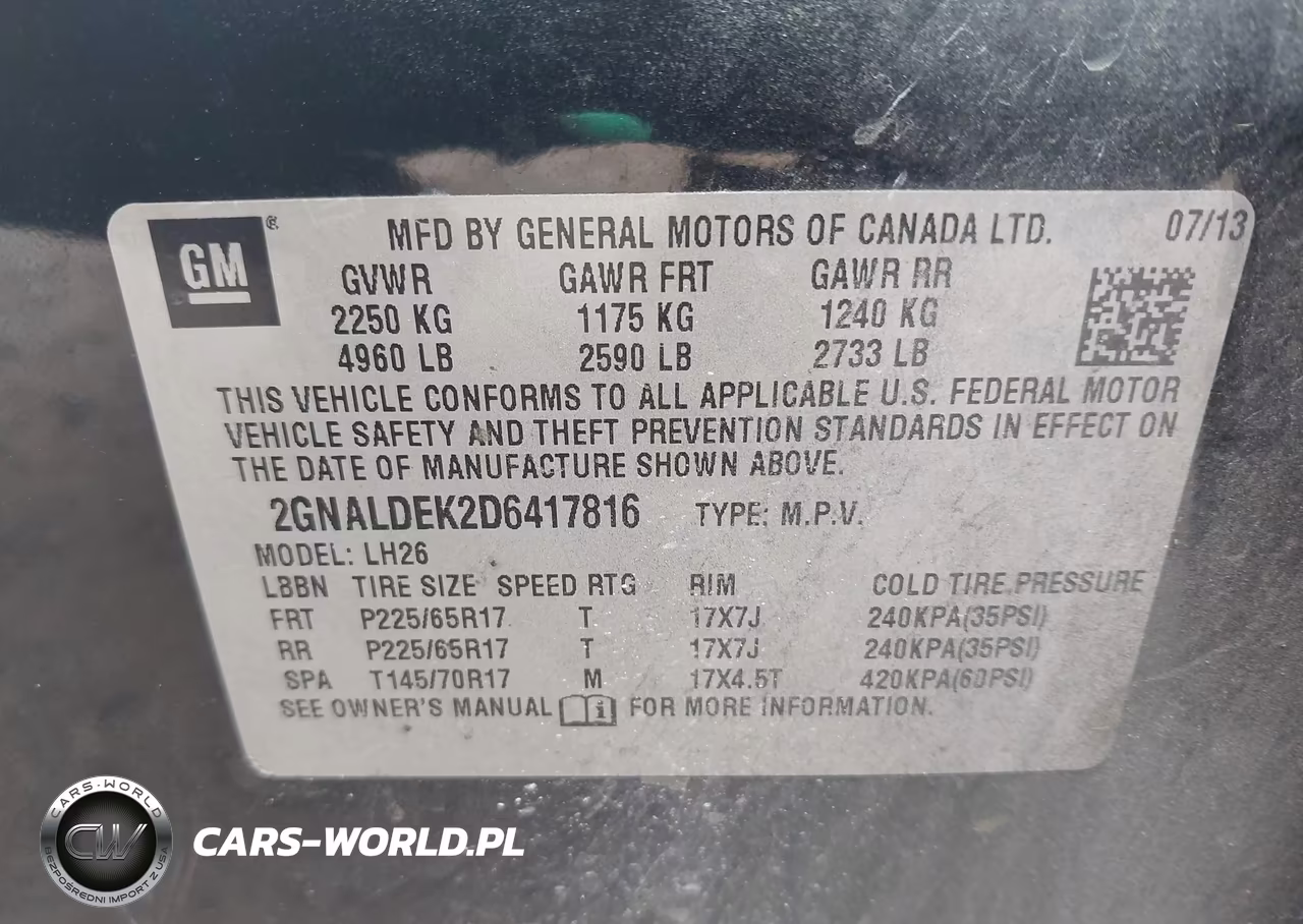 2013 Chevrolet Equinox 1Lt VIN:2GNALDEK2D6417816 - 9