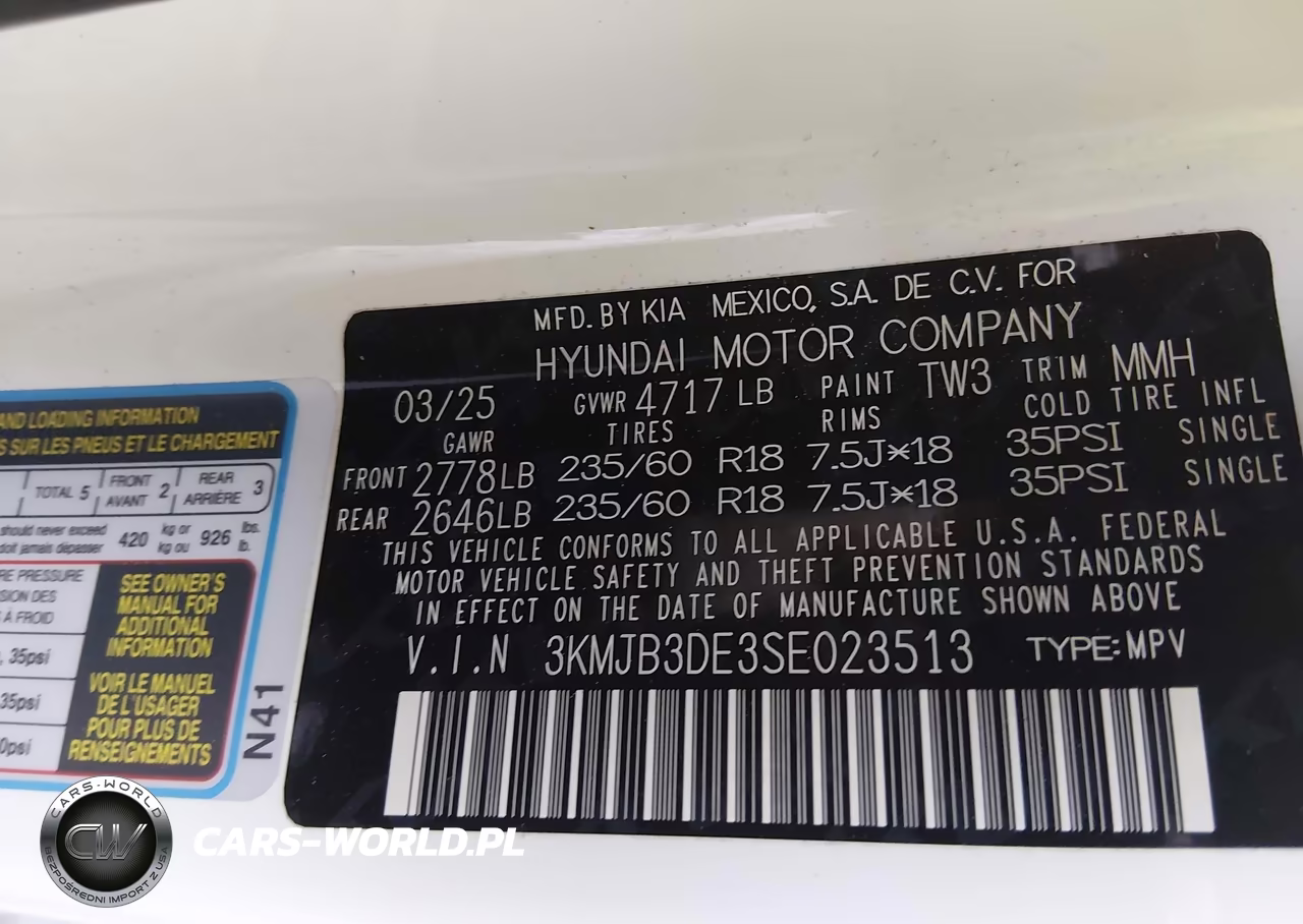 2025 Hyundai Tucson Sel VIN:3KMJB3DE3SE023513 - 9