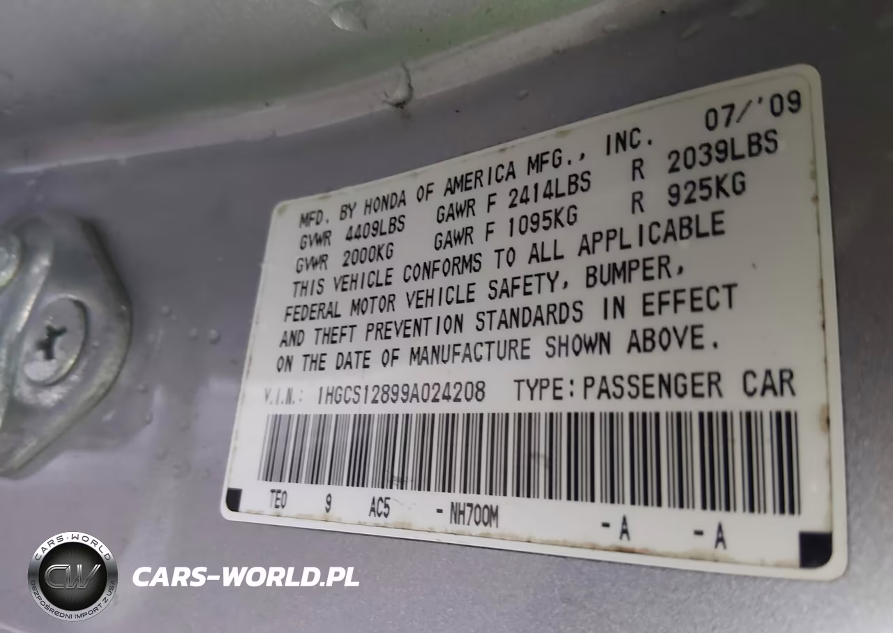 2009 Honda Accord 2.4 Ex-L VIN:1HGCS12899A024208 - 9