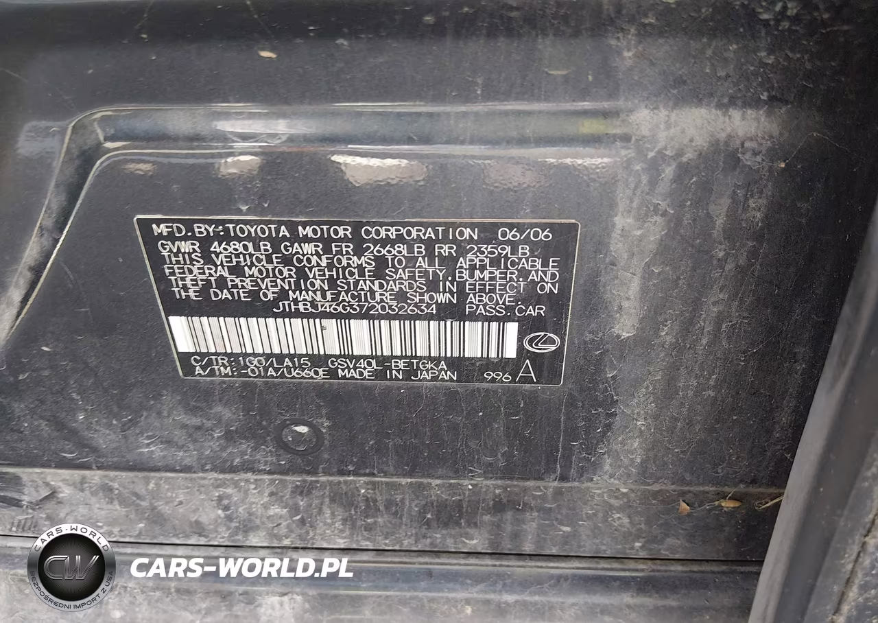 2007 Lexus Es 350 VIN:JTHBJ46G372032634 - 9