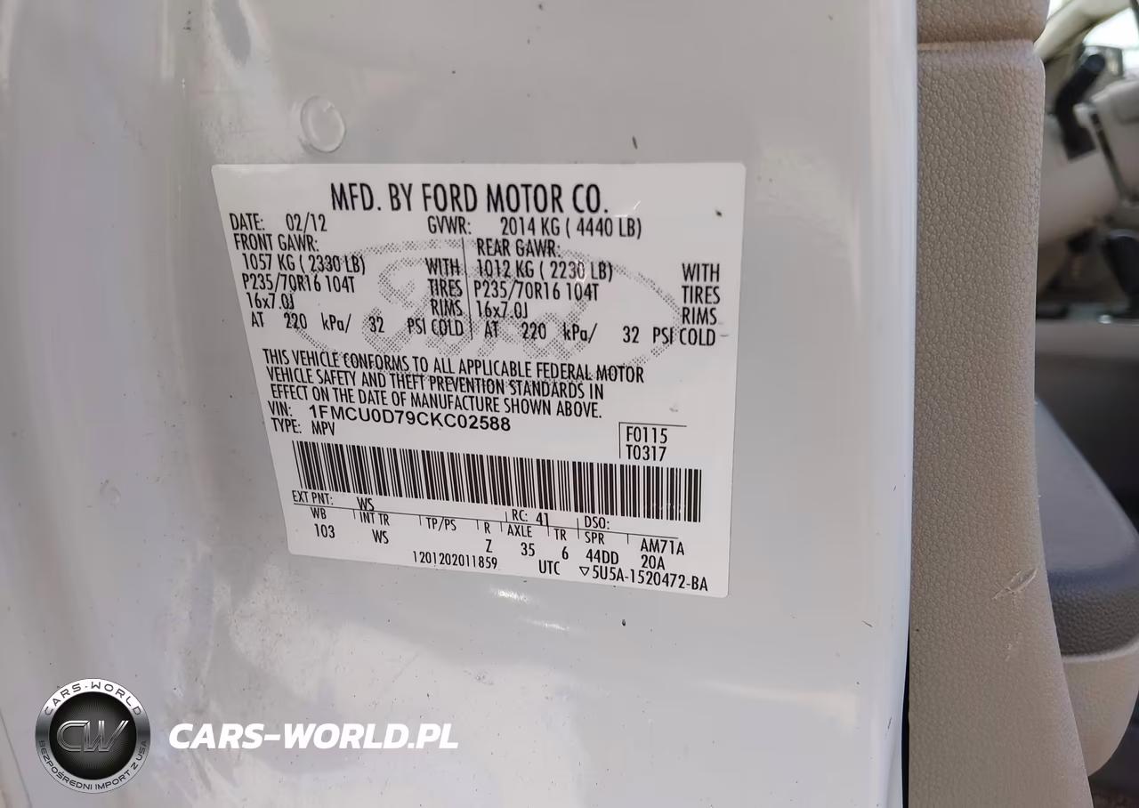 2012 Ford Escape Xlt VIN:1FMCU0D79CKC02588 - 9