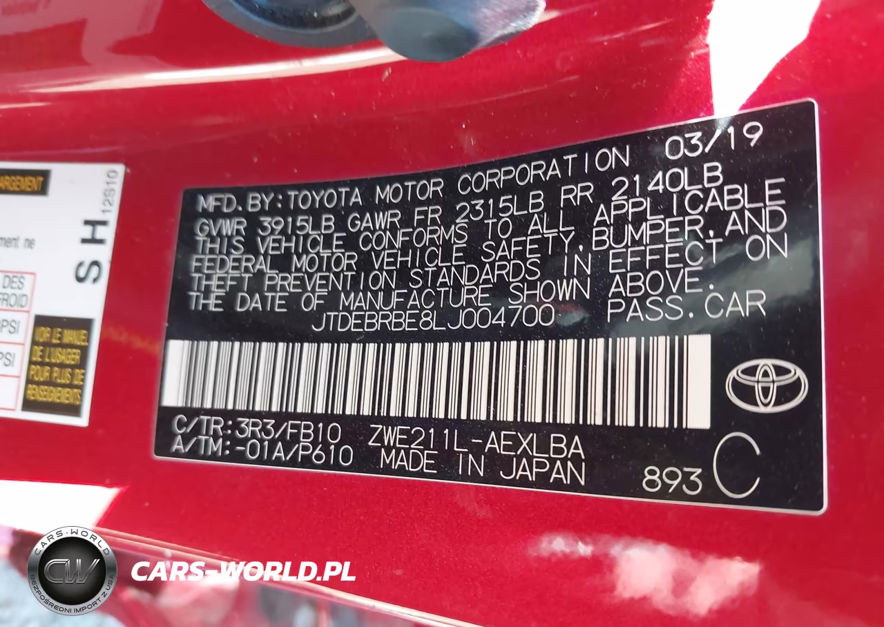 2020 Toyota Corolla Hybrid Le VIN:JTDEBRBE8LJ004700 - 9