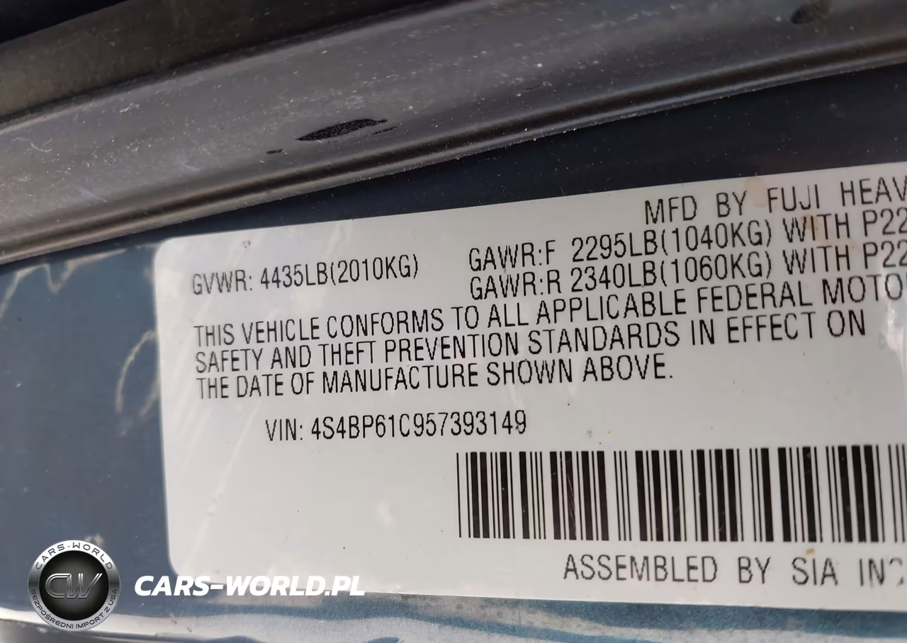 2005 Subaru Outback 2.5I VIN:4S4BP61C957393149 - 9