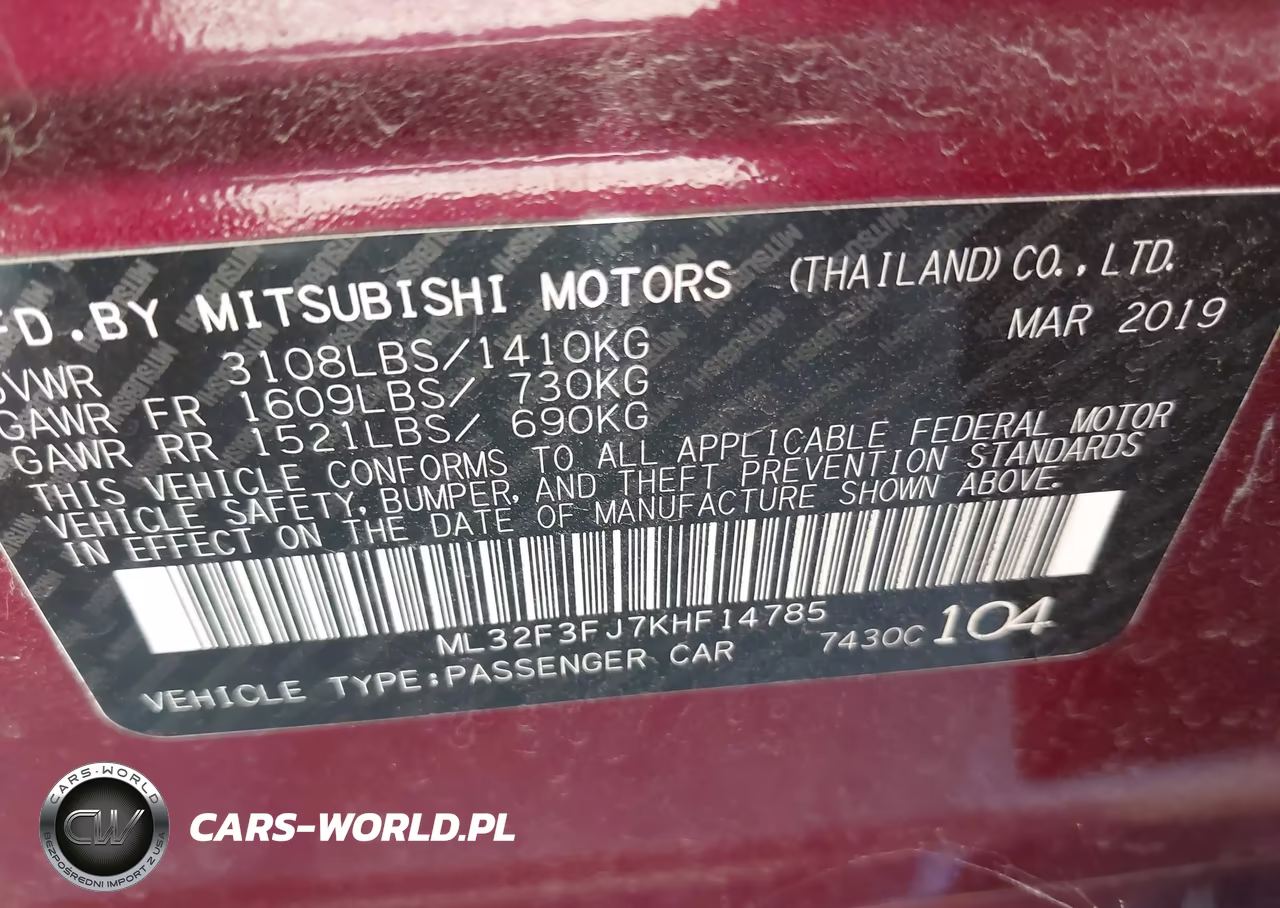 2019 Mitsubishi Mirage G4 Es VIN:ML32F3FJ7KHF14785 - 9