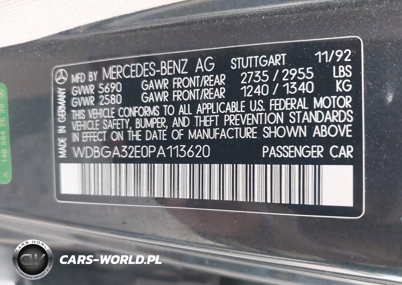 1993 Mercedes-Benz 300 Se VIN:WDBGA32E0PA113620 - 9