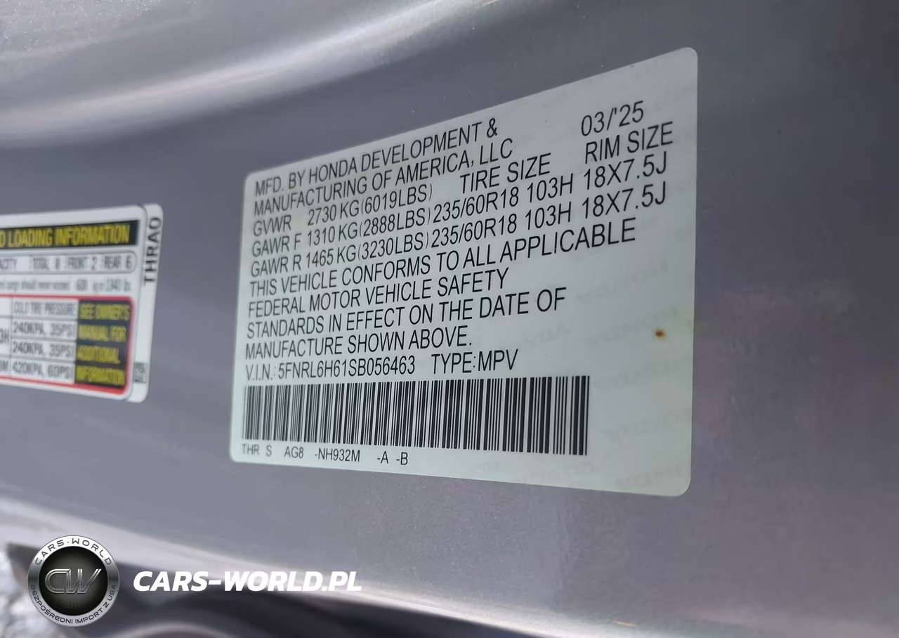 2025 Honda Odyssey Ex-L VIN:5FNRL6H61SB056463 - 9