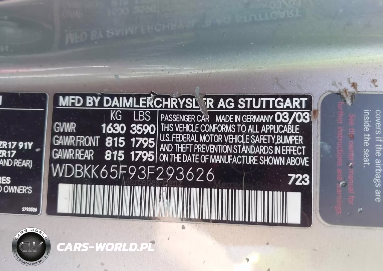 2003 Mercedes-Benz Slk 320 VIN:WDBKK65F93F293626 - 9