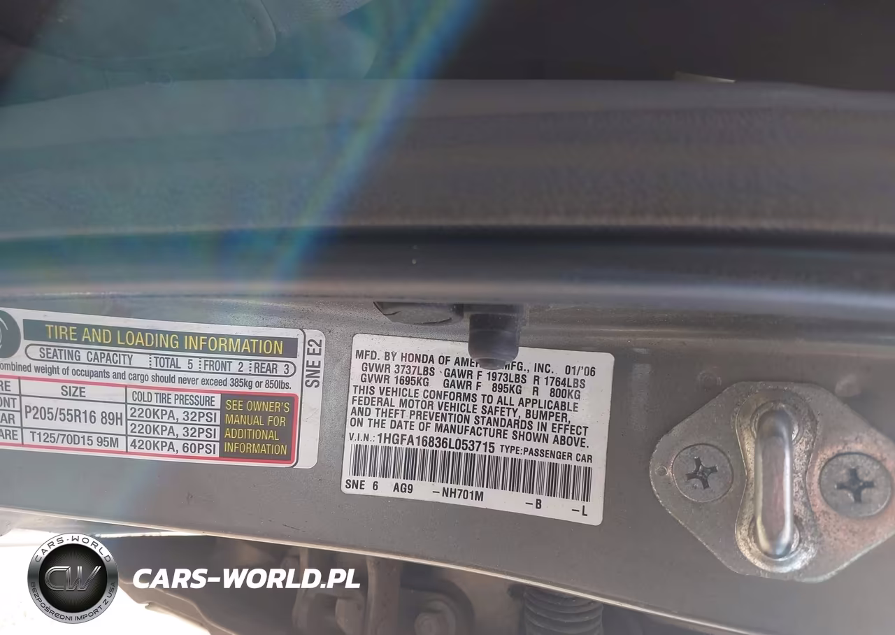 2006 Honda Civic Ex VIN:1HGFA16836L053715 - 9