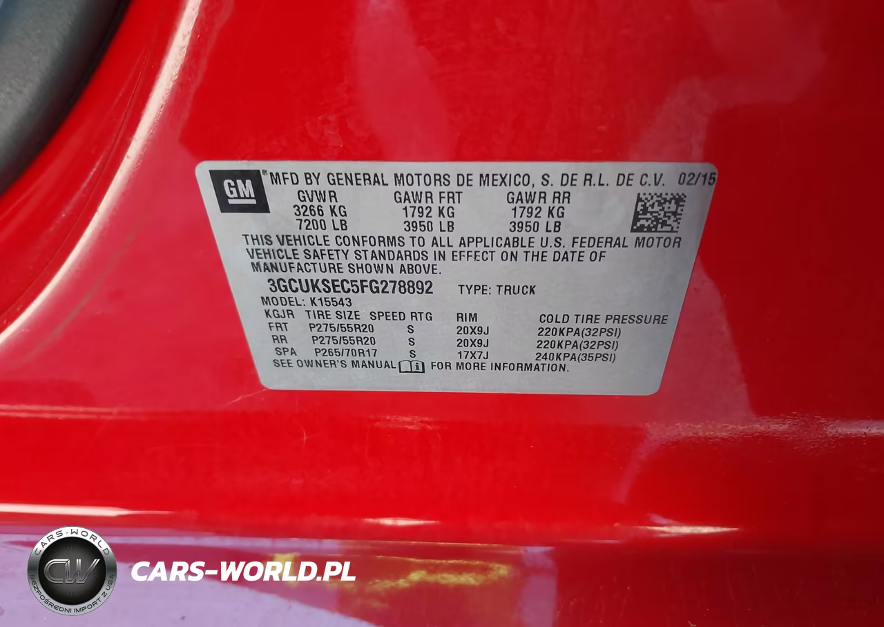 2015 Chevrolet Silverado 1500 2Lz VIN:3GCUKSEC5FG278892 - 9