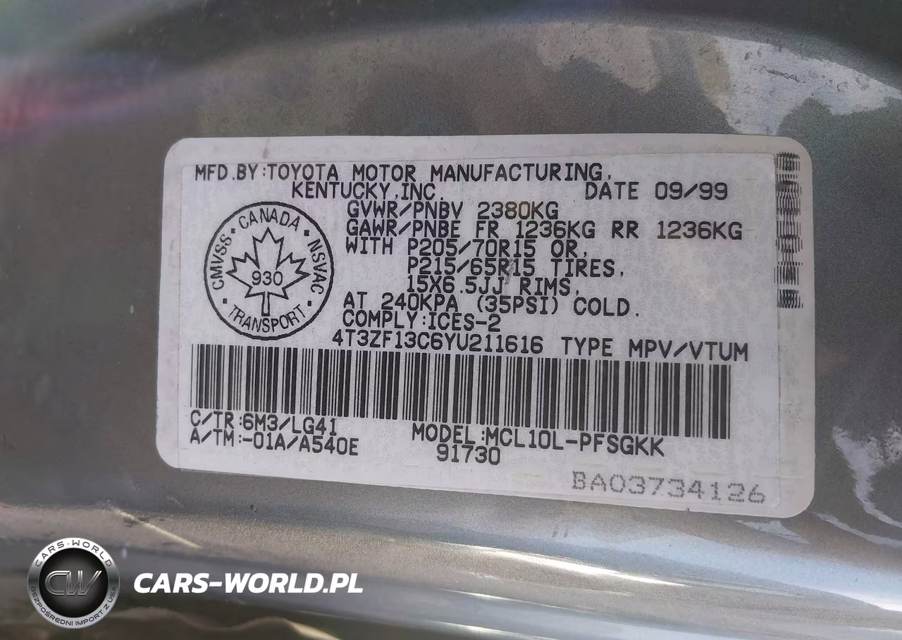 2000 Toyota Sienna Le-Xle VIN:4T3ZF13C6YU211616 - 9