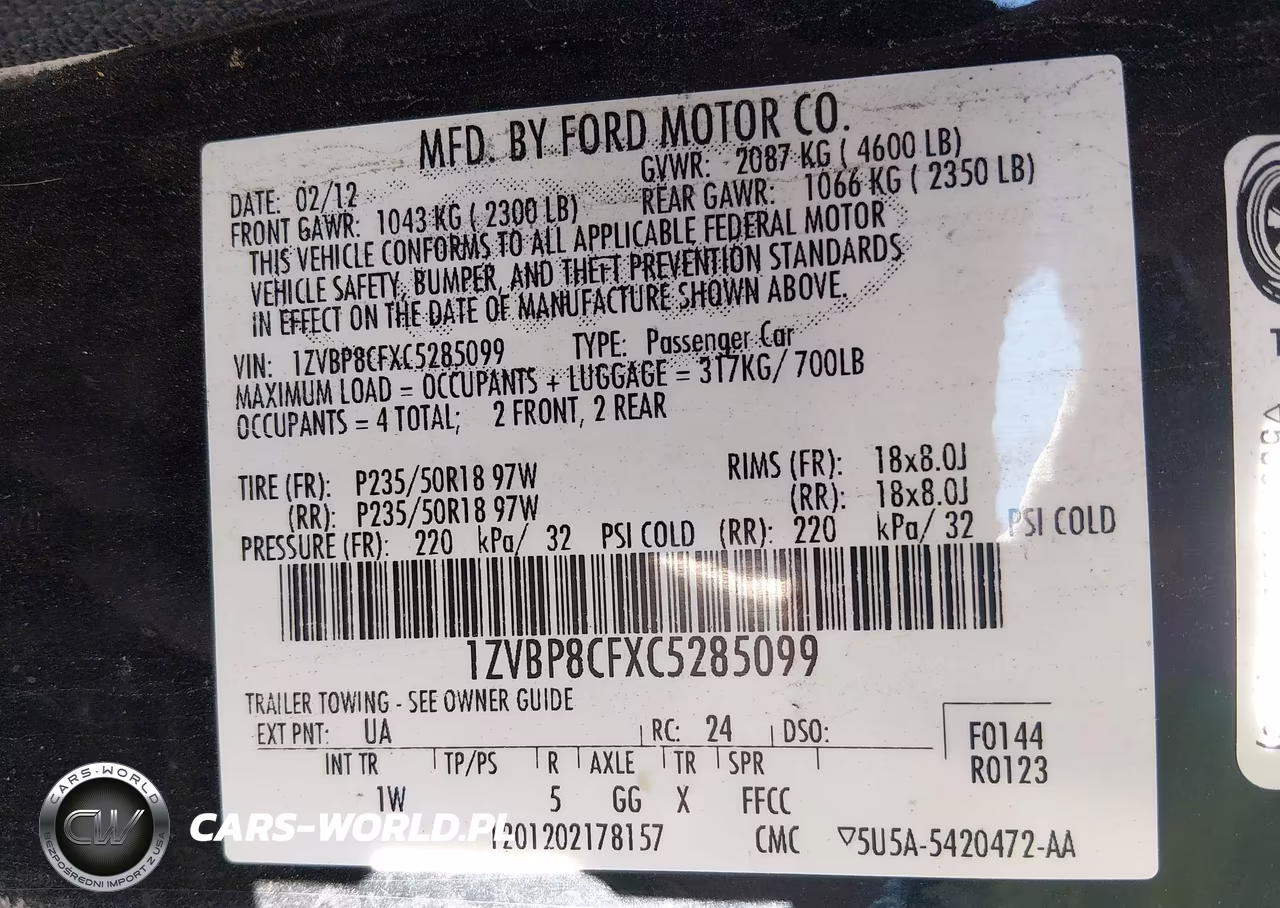 2012 Ford Mustang Gt VIN:1ZVBP8CFXC5285099 - 9