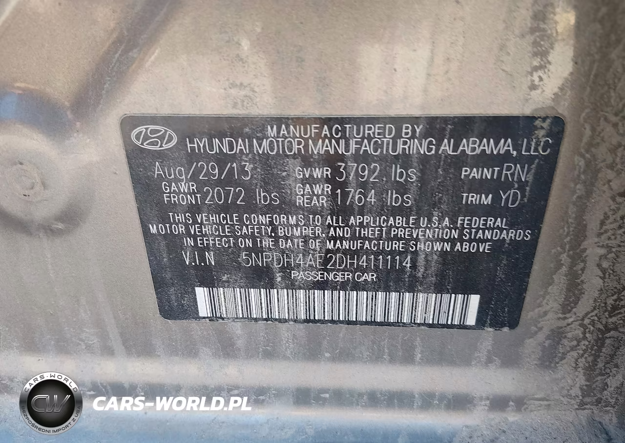 2013 Hyundai Elantra Gls VIN:5NPDH4AE2DH411114 - 9