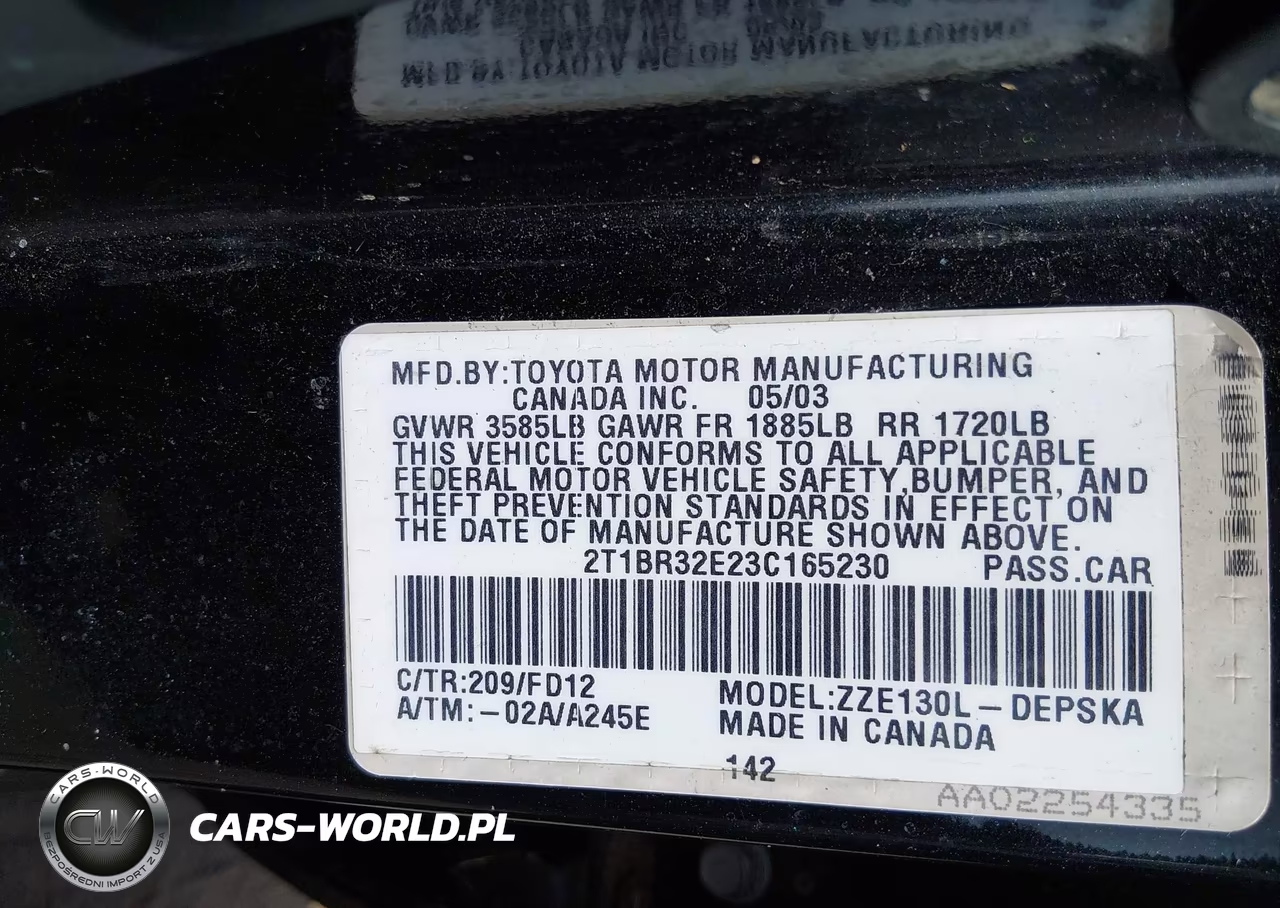 2003 Toyota Corolla S VIN:2T1BR32E23C165230 - 9